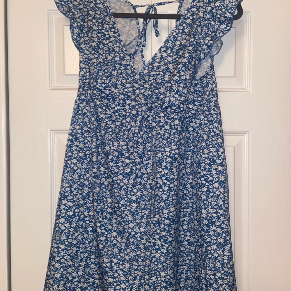 SHEIN Blue and White Midi Dress Chic and Versatile
